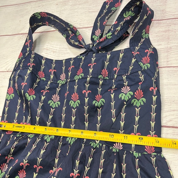 Hill House The Fleur Mini Dress - Small - Navy Blue Trailing Fern Floral halter - Picture 15 of 15